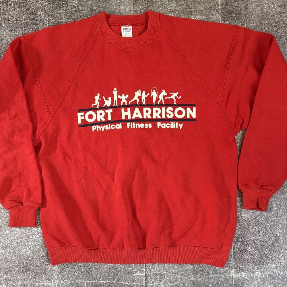 Men's Vintage 90's Russell Fort Harrison Physical Fitness Center Sweatshirt Sz L
